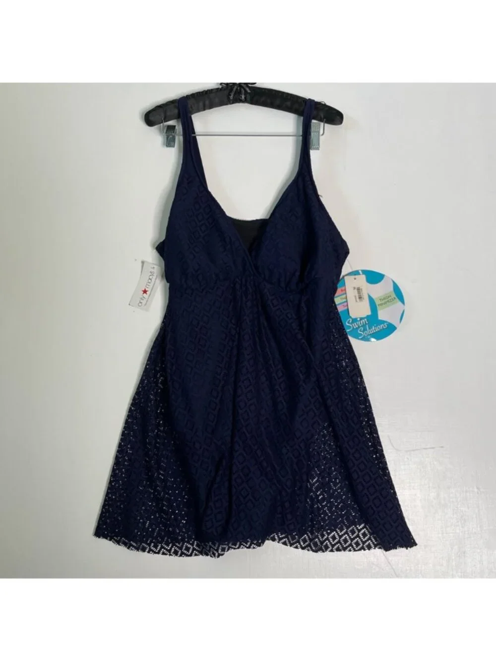 New Swimdress Swim Solution Crochet Flyaway One-Piece Tummy Control Navy Size 18 - Picture 5 of 14